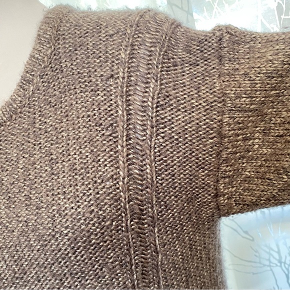 HELMUT LANG BROWN ALPACA WOOL CHUNKY KNIT ROUND NECK SWEATER - Picture 3 of 9